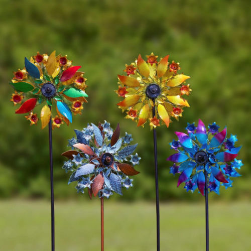Wind & Weather 6' Solar LED Blossom Metal Wind Spinner