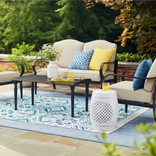Hampton Bay Laurel Oaks 4-Piece Steel Patio Conversation Set