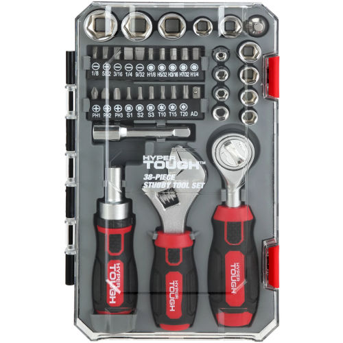 Hyper Tough 38-Piece Multi-size Stubby Wrench & Socket Set