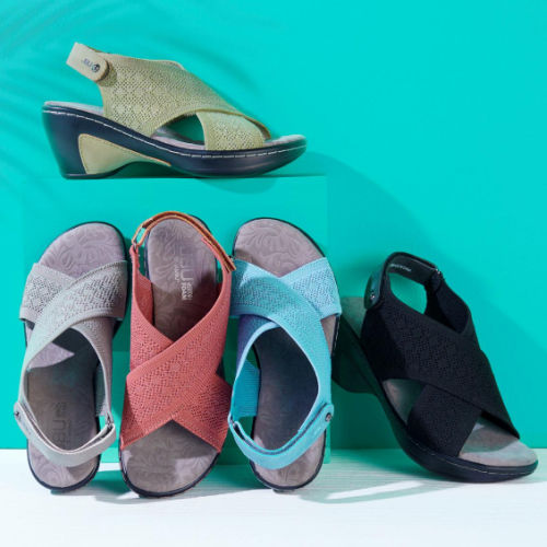 JBU by Jambu Alyssa Shimmer Knit Wedge Heel Sandals