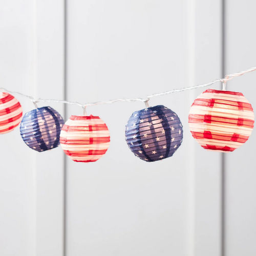 Patriotic Paper Lantern String Lights