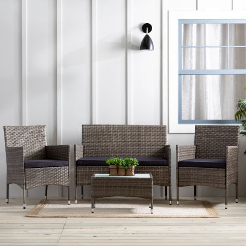 Mayview 4-Piece Rattan Outdoor Patio Conversation Set