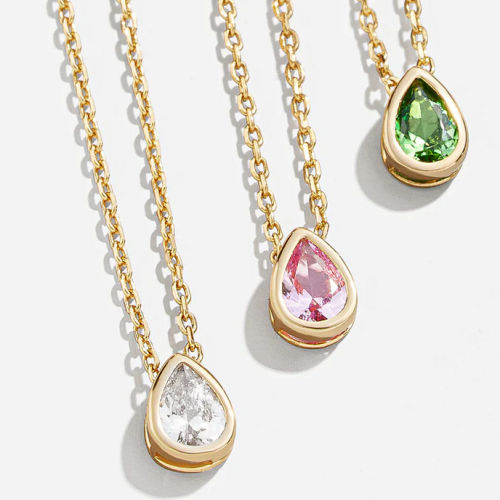 Teardrop 18K Gold Birthstone Necklace